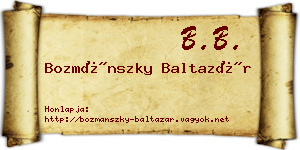Bozmánszky Baltazár névjegykártya